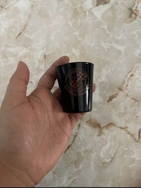National Corvette Museum Black Shot Glass - Bowling Green Logo